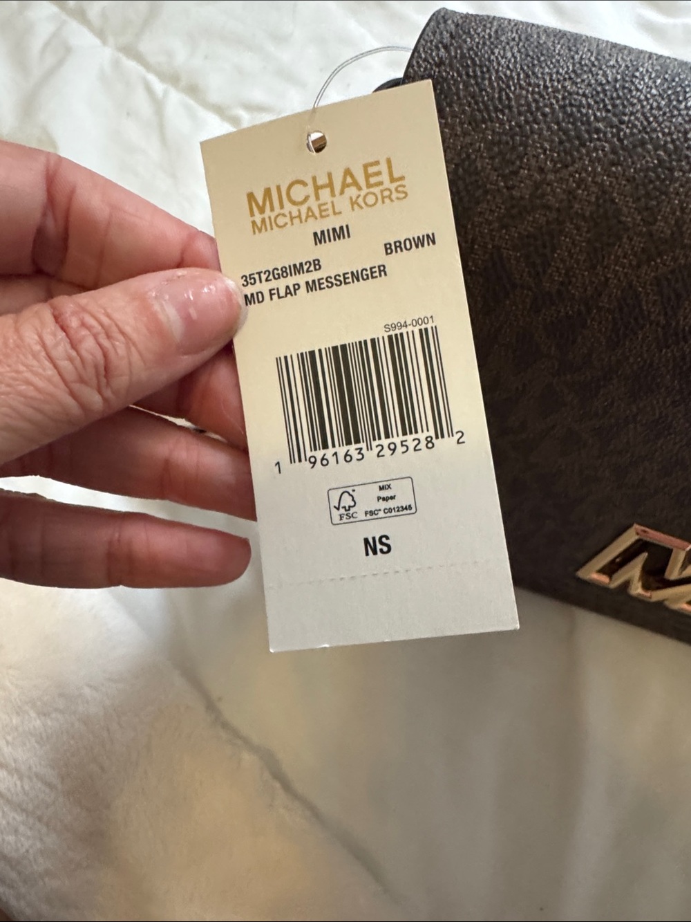 Michael Kors Dark Brown MK Monogram Messenger Bag with Gold Logo - Picture 3 of 10